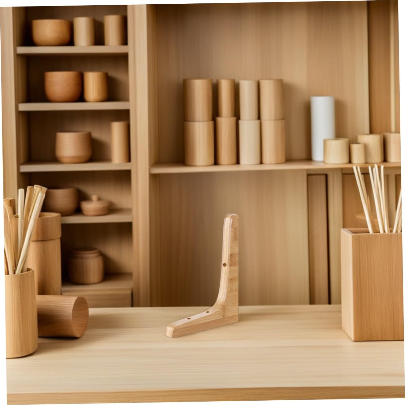 Anneome Supporti per Mensole in Legno Massello Triangolari 2 Pezzi, Staffe Robuste per Carichi Pesanti, per Soggiorni e Uffici Design Elegante e Versatile