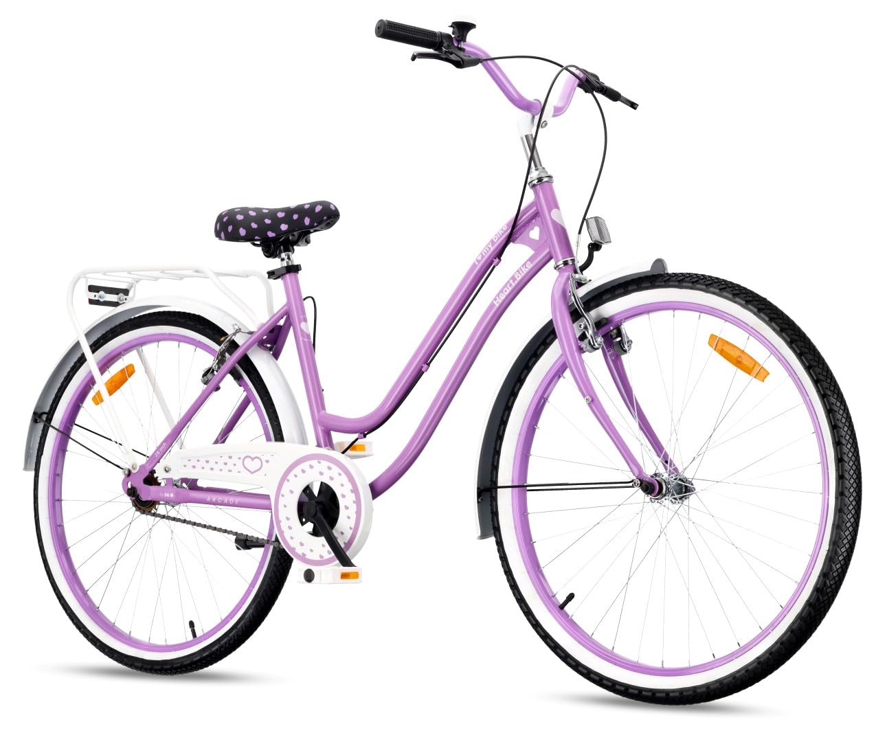 sun baby HEART BIKE Bicicletta da città donna 26 pollici, bici per donne adulti 26" - 7 marce, freni V-Brake, telaio in acciaio, portapacchi, parafanghi