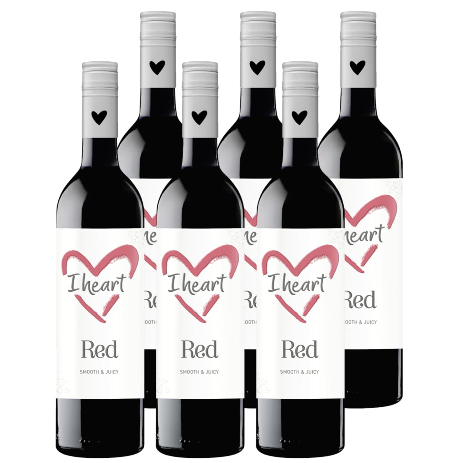 I Heart Red Wein ( 6 x 0,75 l) – Dunkelrot und Kräftig | Würzige Brombeerfarbe und Samtige Tannine | Passend für gemütliche Abende