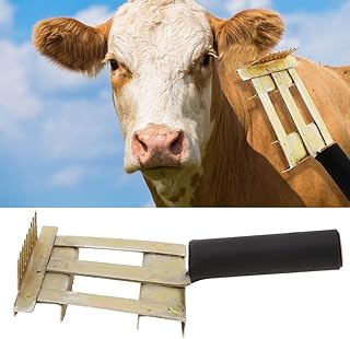 Okuyonic Pente de queda de mão de obra para gado com pegador confortável para gado de pelos grossos e finos