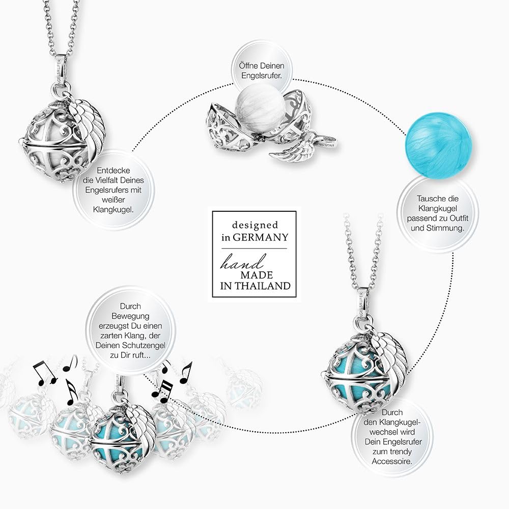 Engelsrufer Damen Anhänger für Halskette mit Flügel aus Sterling Silber mit austauschbarer Klangkugel M in der Farbe Rosé, nickelfrei, Größe: 19,5 cm, ER-23-16-M