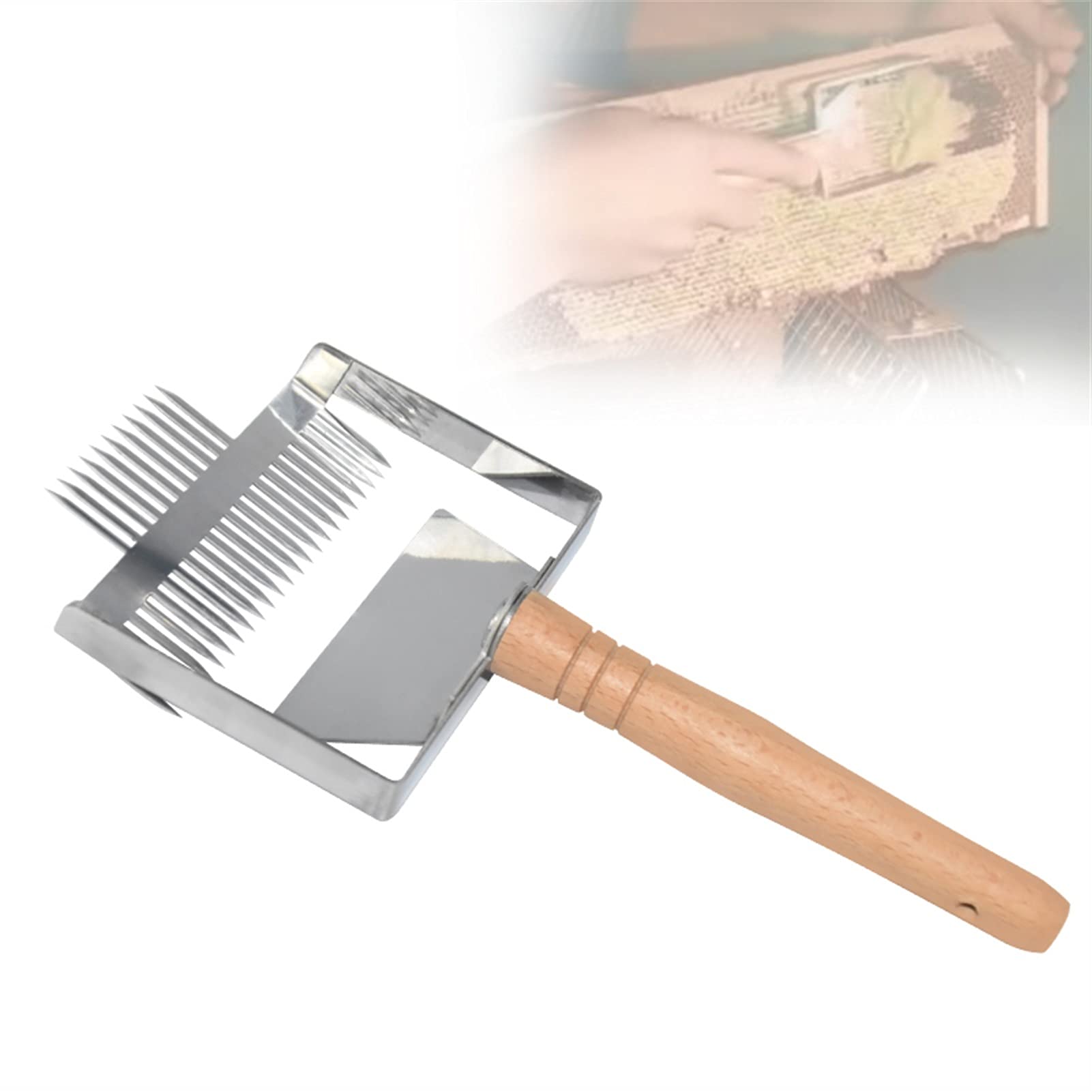 Imkereibedarf, 2 Stück, Imkerei-Werkzeuge, Entdeckelungsgabel, Schaber, Honigschneider, Wabenschaber, 23-poliger Holzgriff, Bienenstock-Schaufel, Messerausrüstung