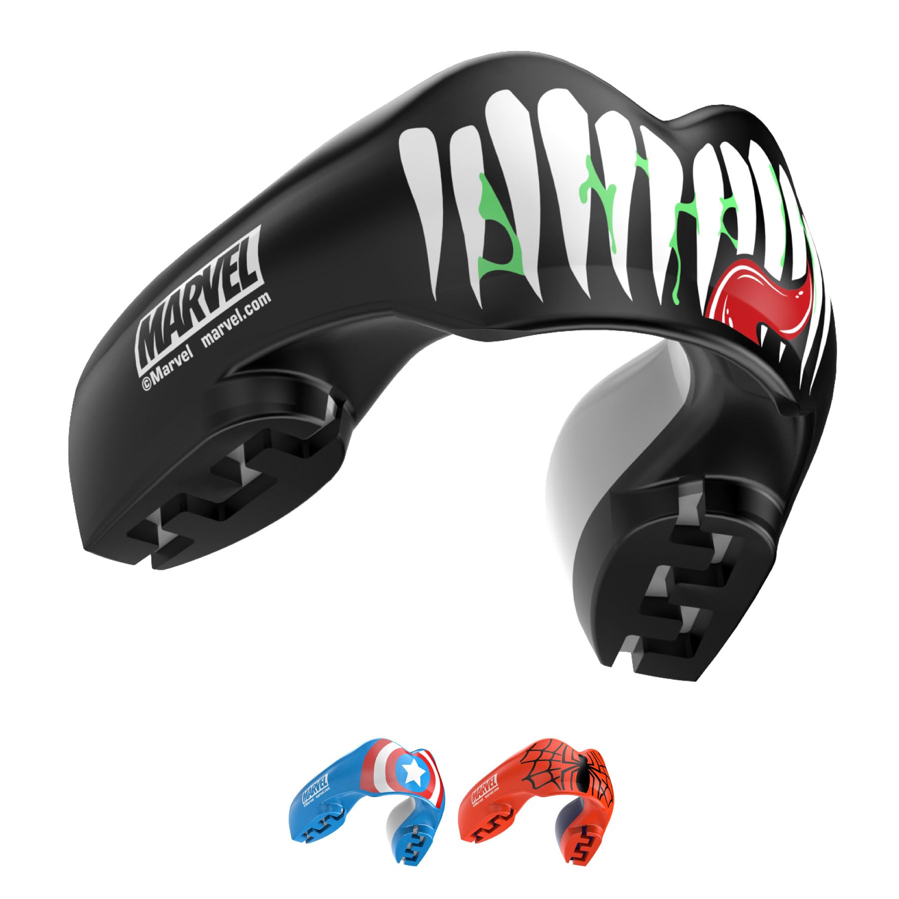 Marvel Venom Sports Mouthguard for Braces, One Size Remouldable Gum Shield with Case for Boxing, MMA, Rugby, Martial Arts, Judo and All Contact Sports