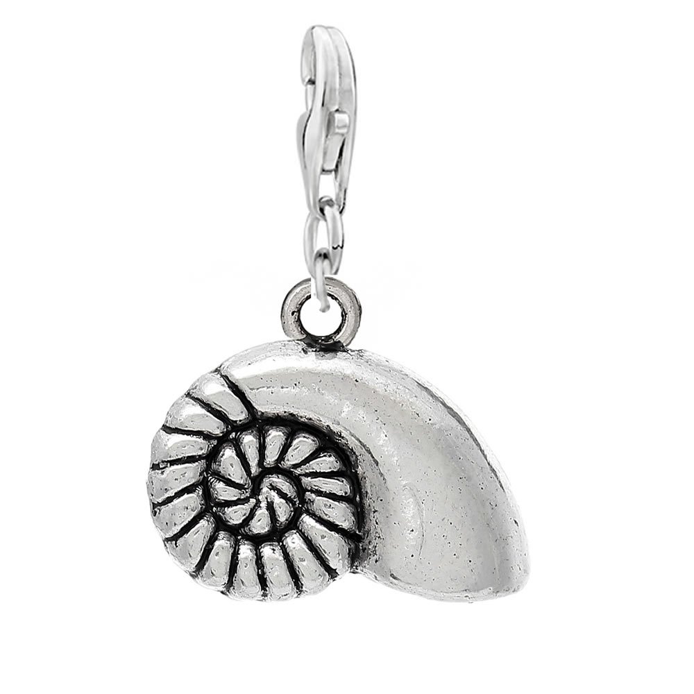 Sexy Sparkles Spiral Shell Clip On For Bracelet Charm Pendant for European Charm Jewelry with Lobster Clasp