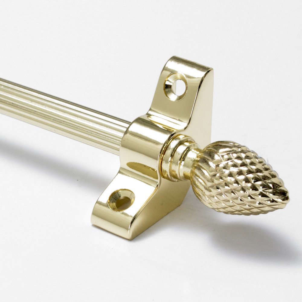 Fluted Quality Stair Rods 3/8" x 28.5" Brass Reed bar Pineapple Finial