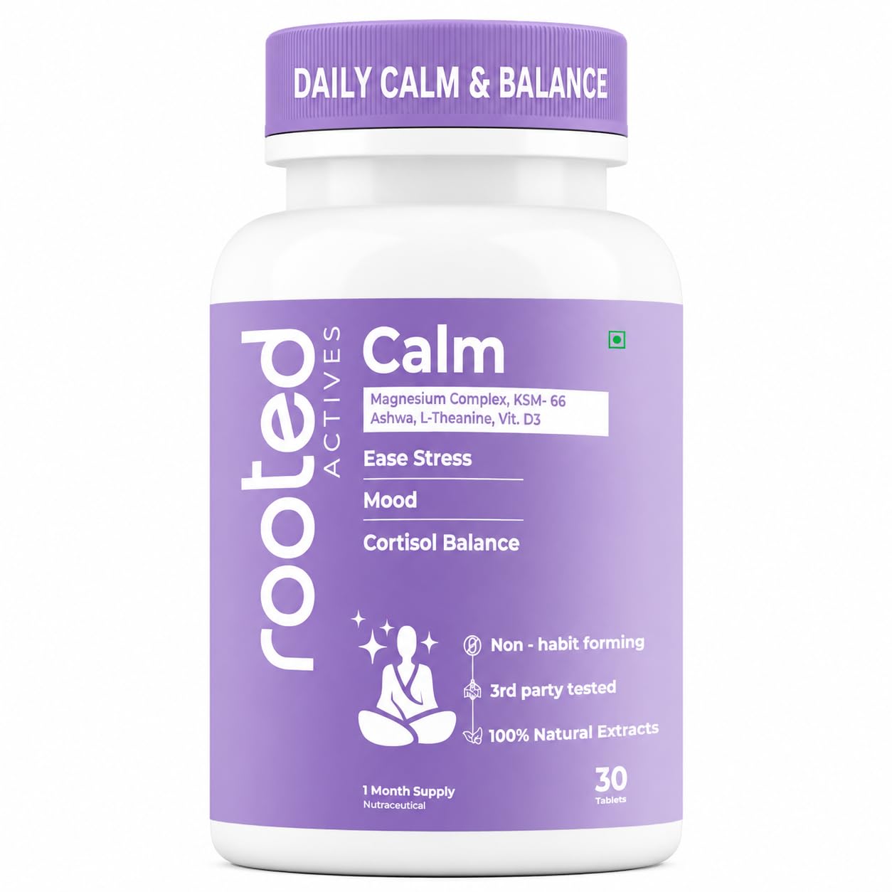 Rooted Actives Calm Stress Relief Tablets, 30 Tablets