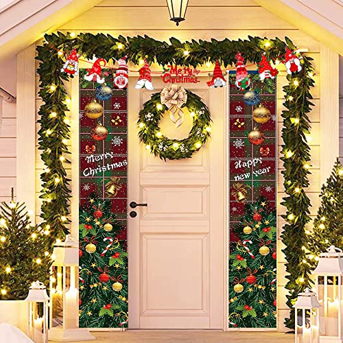 IWTBNOA 3 Pcs Bannière de Noël, Banderole Joyeux Noel, Signe de Porche de Noël, Bannière Decoration Extérieur Intérieur, Décor De Noël Rouge Bannières, Noël Décorations Murales Couloir Porte Mur Cover