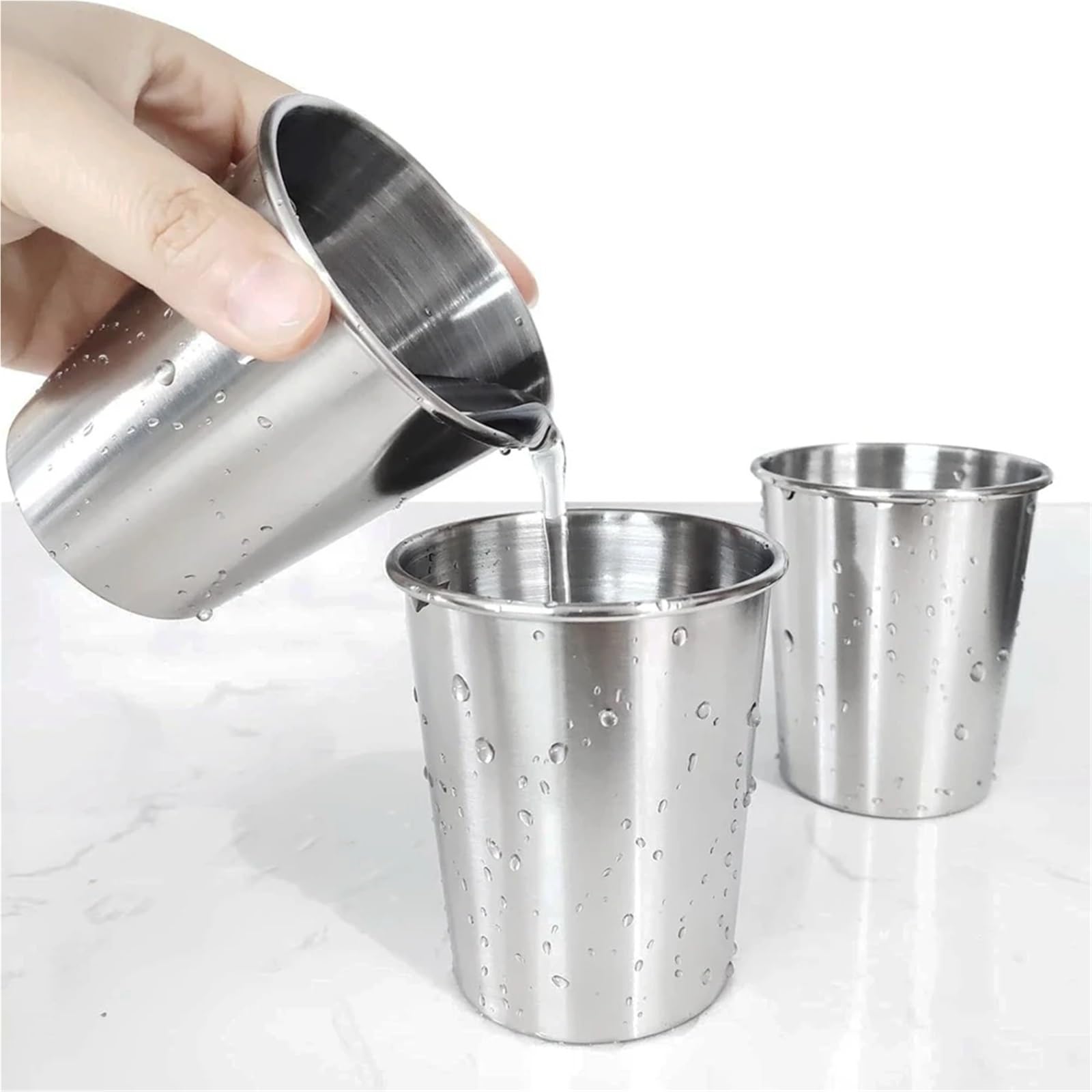 6pcs Camping Cup Sets Stainless Steel Pint Für Kaffee | For Erwachsene Tumbler Metall 12oz stapelbare Trinkgläser Reise 350ml