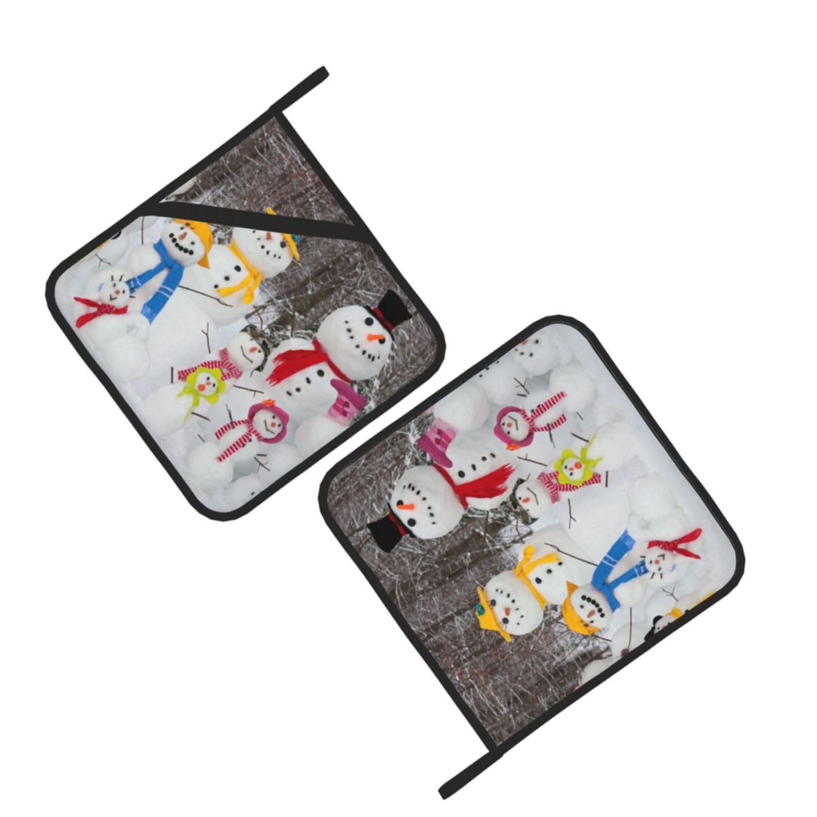 Snowman Family Printed Oven Pot Holders Set of 2 Pcs Heat Resistant Kitchen Microwave Potholders for Cooking Baking Grilling