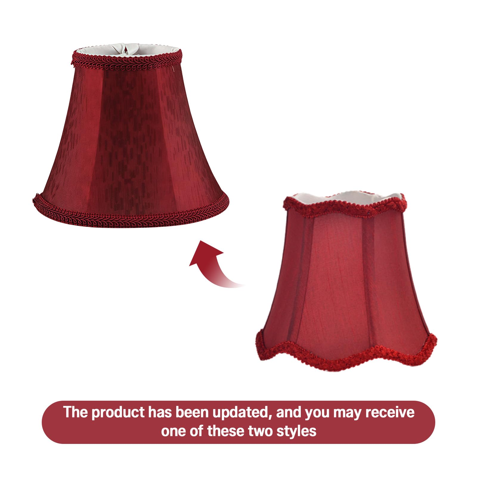 Set di 3 paralumi in tessuto E14/E27 Modern Minimalist Clip On Light Shade per lampada da tavolo Candle Chandelier Light lampada da parete (rosso)