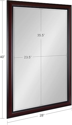 Miniatura 5 de Kate and Laurel Dalat - Espejo de pared enmarcado 28 x 40 pulgadas cerezo espejo grande tradicional oscuro para decoración del hogar