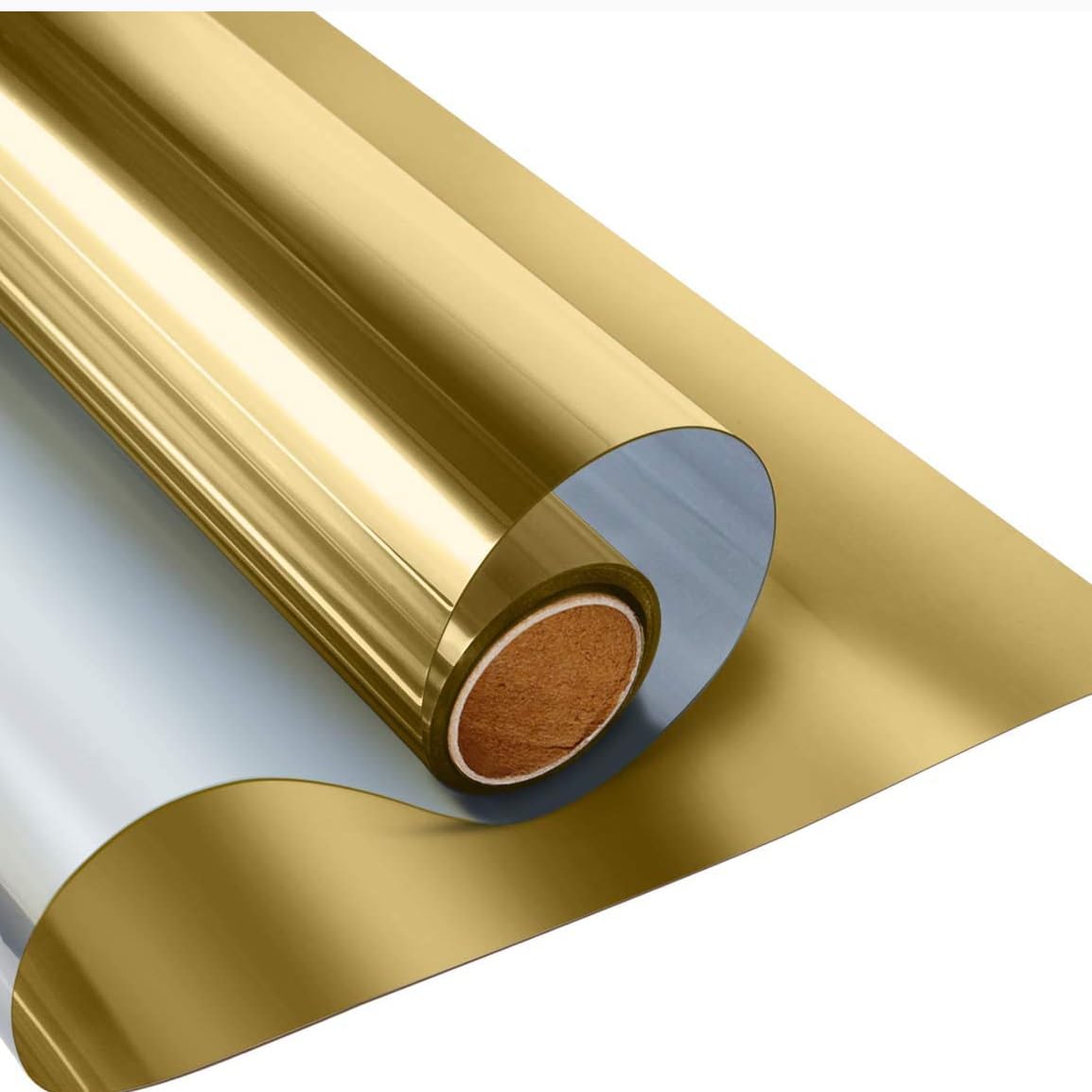 One Way Window Film,Window Film Privacy Length 2/3/5 M One Way Mirror Window Film For Home Self Adhesive Reflective Privacy Window Tint Heat Control Solar Film Decor (Color : Gold, Size : 60x500 cm