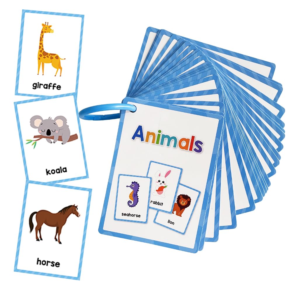 Lachilly Animals Learning Flashcards, High Frequency Words, Beginning Reading, Kindergarten to 1st Grade, ESL Teaching Materials, Autism Learning Materials, Vocabulary Building, 25 Cards, 48 Words