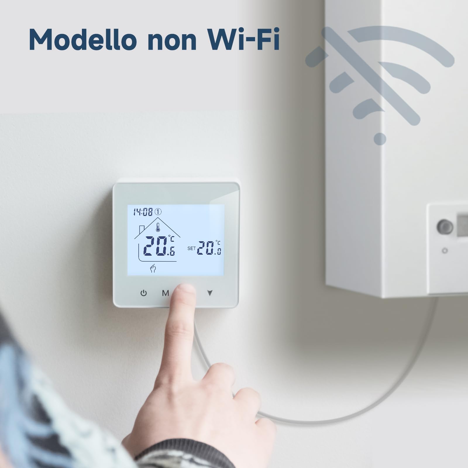 Termostato a batteria a 2 fili Beok, Termostato digitale ambiente per caldaia,Cronotermostato a batteria(NO WIFI), Termostato a parete programmati settimanalmente Per caldaie a contatto pulito BOT-R6W