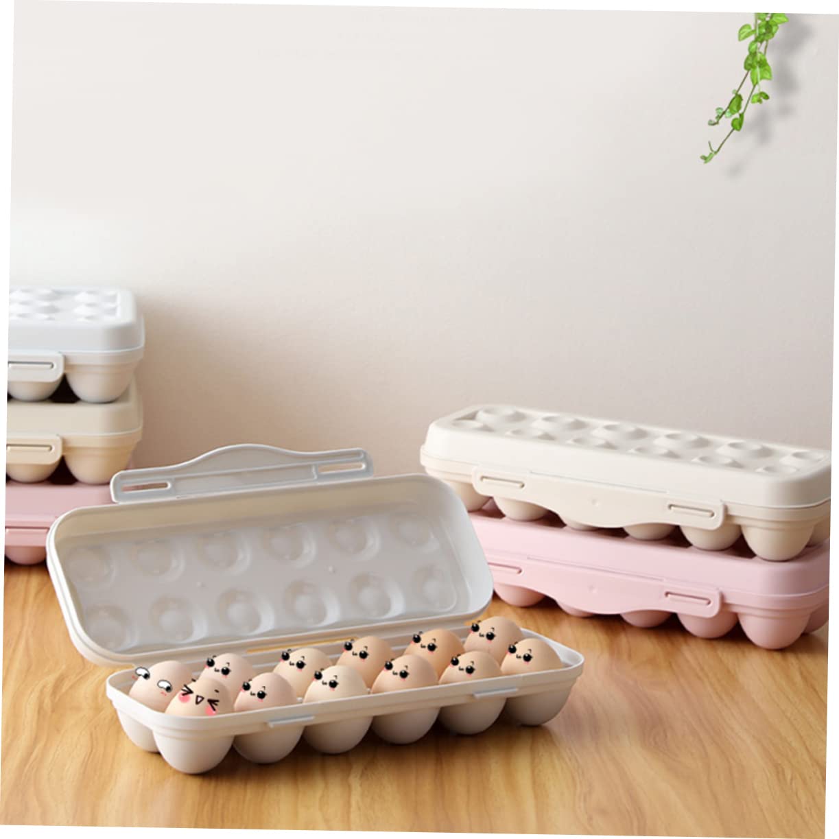 BESTonZON 2 Piezas 18 Cajas De Almacenamiento con Tapas Contenedor De del Refrigerador Organizador De Porta con Tapa Huevera De Despensa Bandeja De Superpuesto