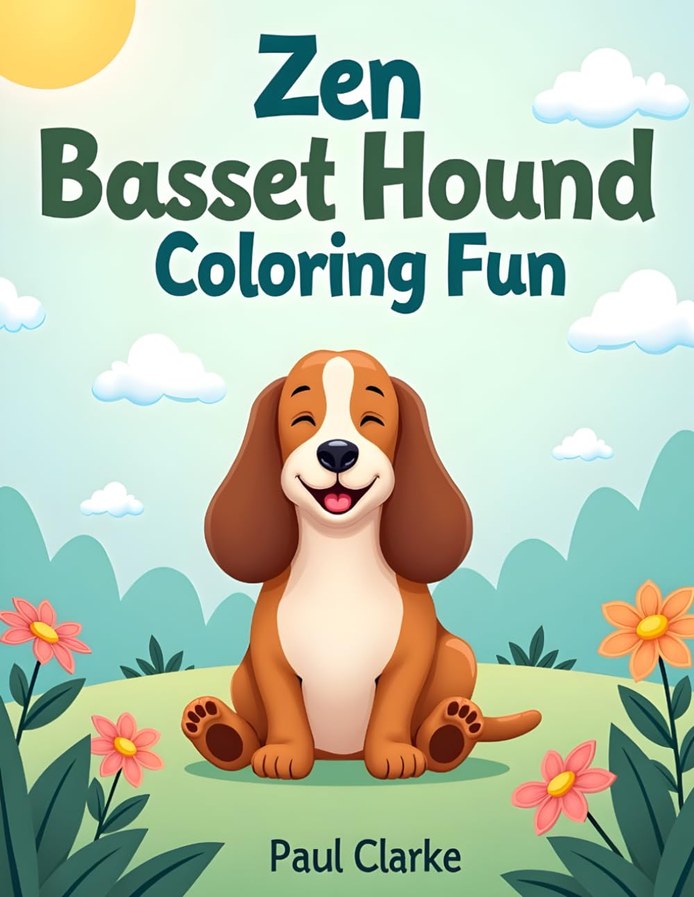 Zen Basset Hound Coloring Fun: Have fun coloring relaxing dog images. Fun birthday gift.
