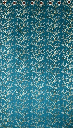 Image of Homefab India Velvet Curtains Room Darkening - Long Door 9 feet, Pack of 2 Panels, Aqua Blue