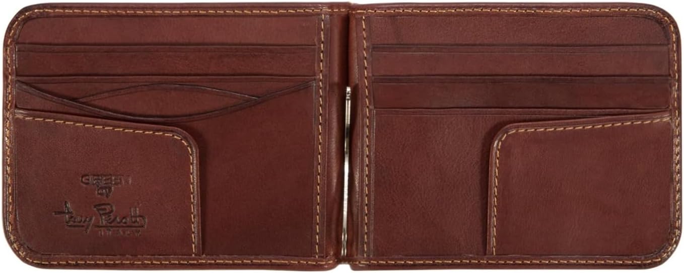 Tony Perotti Mens Money Clip Bifold Wallet Slim Minimalist Card Case Pockets Italian Leather