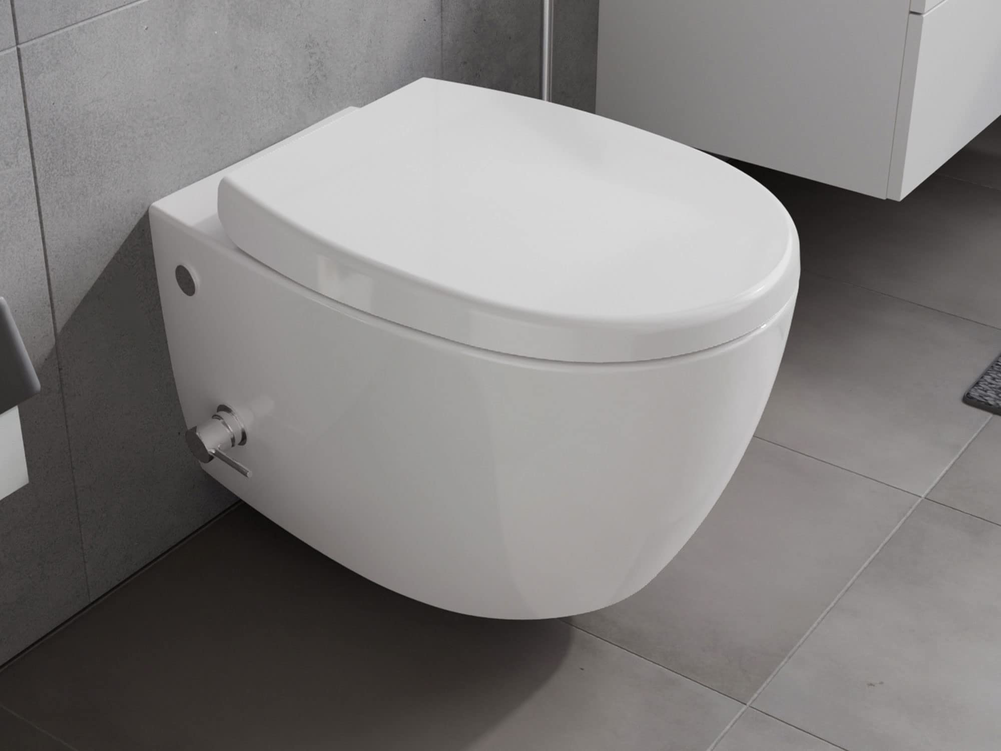 Aqua Bagno | Toilettes Taharet avec Fonction Bidet et Douche, WC Suspendu Mural | 51 cm de Long
