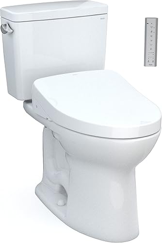 TOTO Drake WASHLET+ MW7763046CEGA#01 - Inodoro alargado de 1.28 GPF con descarga automática, algodón blanco