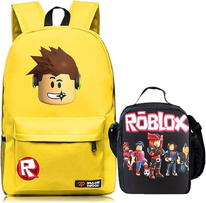Kid Roblox Backpack + Insulated Lunch Box School Travel Outdoor Yellow One  Size : Amazon.co.uk: Luggage Kid Roblox Backpack + Insulated Lunch Box School Travel Outdoor Yellow One  Size : Amazon.co.uk: Luggage