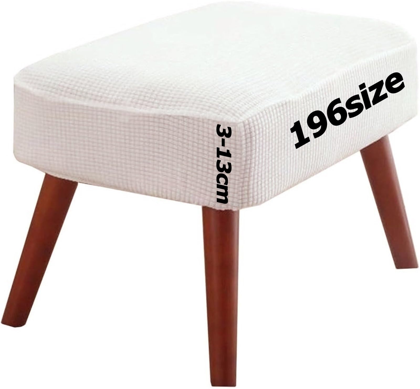Jacquard Ottoman Footstool Cover Slipcover for Square Rectangle Round Small Large Stretch Fit Bar Footrest Foot Stool Protector Covers with Elastic Bottom Rectangular Customizable(White Beige,60 x 130