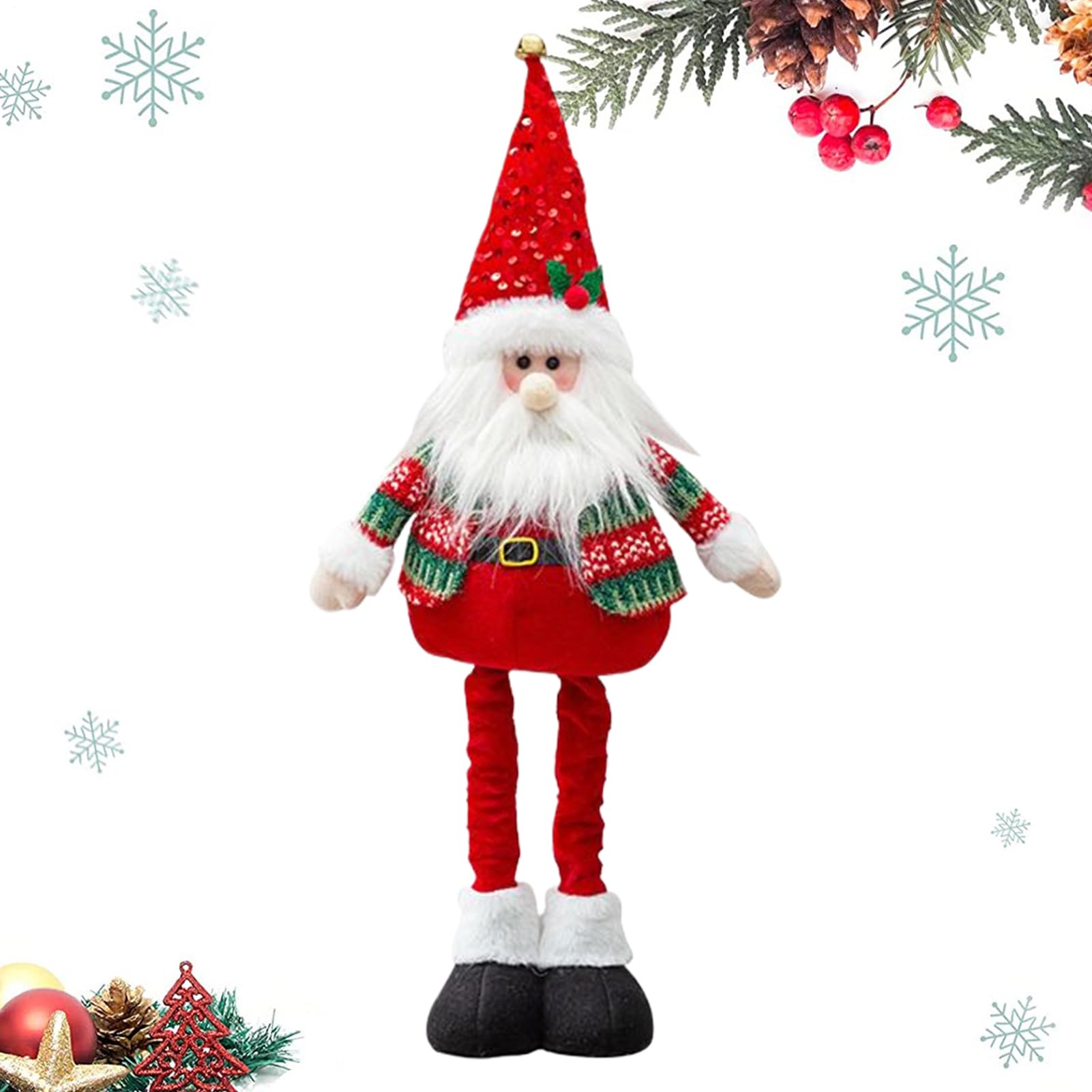 Nain de Noël rouge pour cheminée et table de fête