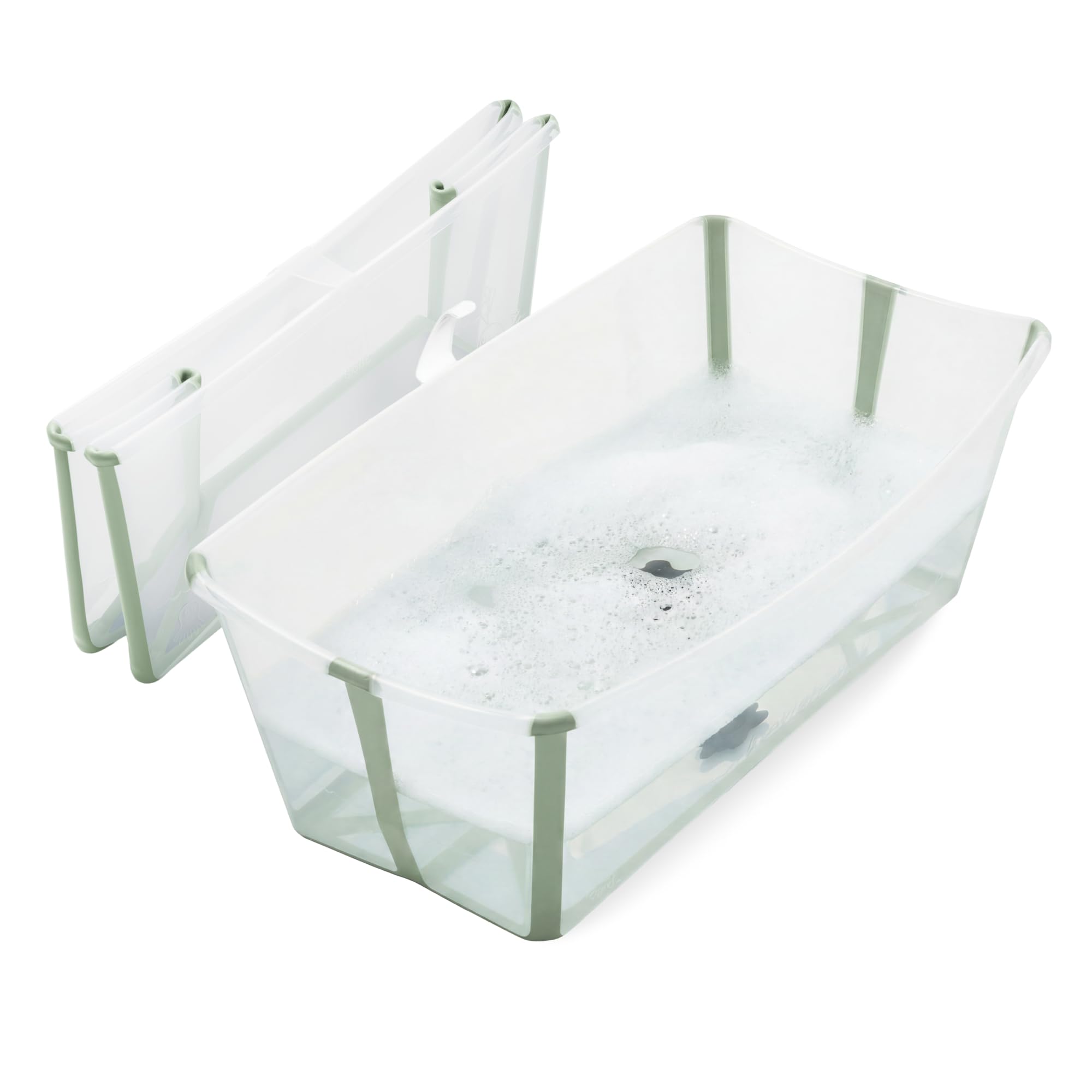 STOKKE® Flexi Bath® - Bañera para bebés, párvulos y niños - Extremadamente ligera y plegable - Color: verde transparente