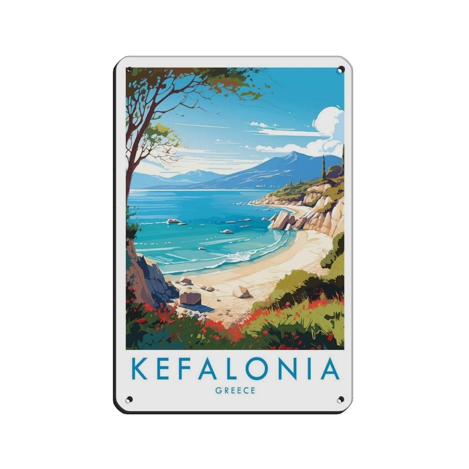 Kefalonia Travel, Kefalonia Travel Poster Tin Sign Vintage Metal Pub Club Cafe Bar Home Wall Art Decoration Poster Retro 8x12inch(20x30cm)