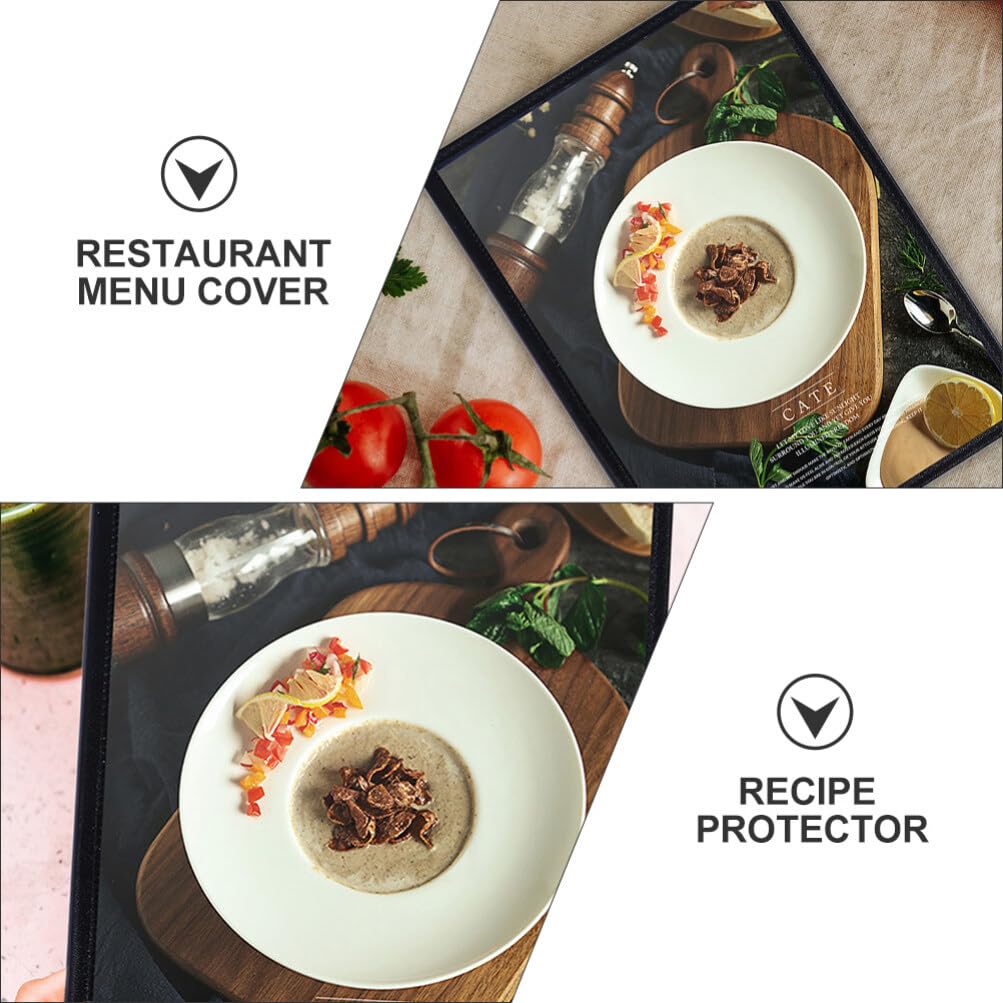 OUNONA 3pcs Menu Covers A4 PVC Transparent Cover Clear Recipe Cover Bar Recipe Protector DIY Menu Holder for Restaurant Coffee Shops (A4)