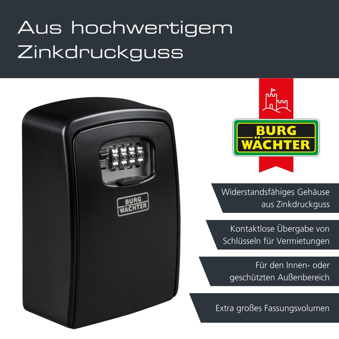 Burg-Wächter Key Safe 40 SB Schlüsseltresor 4-stelliger Zahlencode Wandmontage Schwarz 146x105x54mm