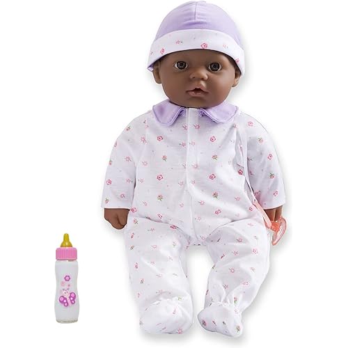 JC Toys African American 16-inch Medium Soft Body Baby Doll La Baby | Washable |Removable Purple Outfit w/ Hat and Pacifier | for Children 12 Months +, 16 inches