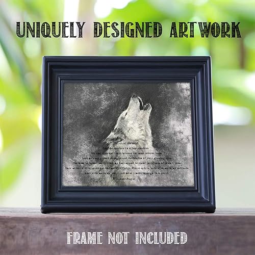 Miniatura 5 de Espíritu del lobo. Tú que vagas en sombras silenciosas. Muévete por este mundo. Oración del lobo aullando - Decoración artística de pared con citas