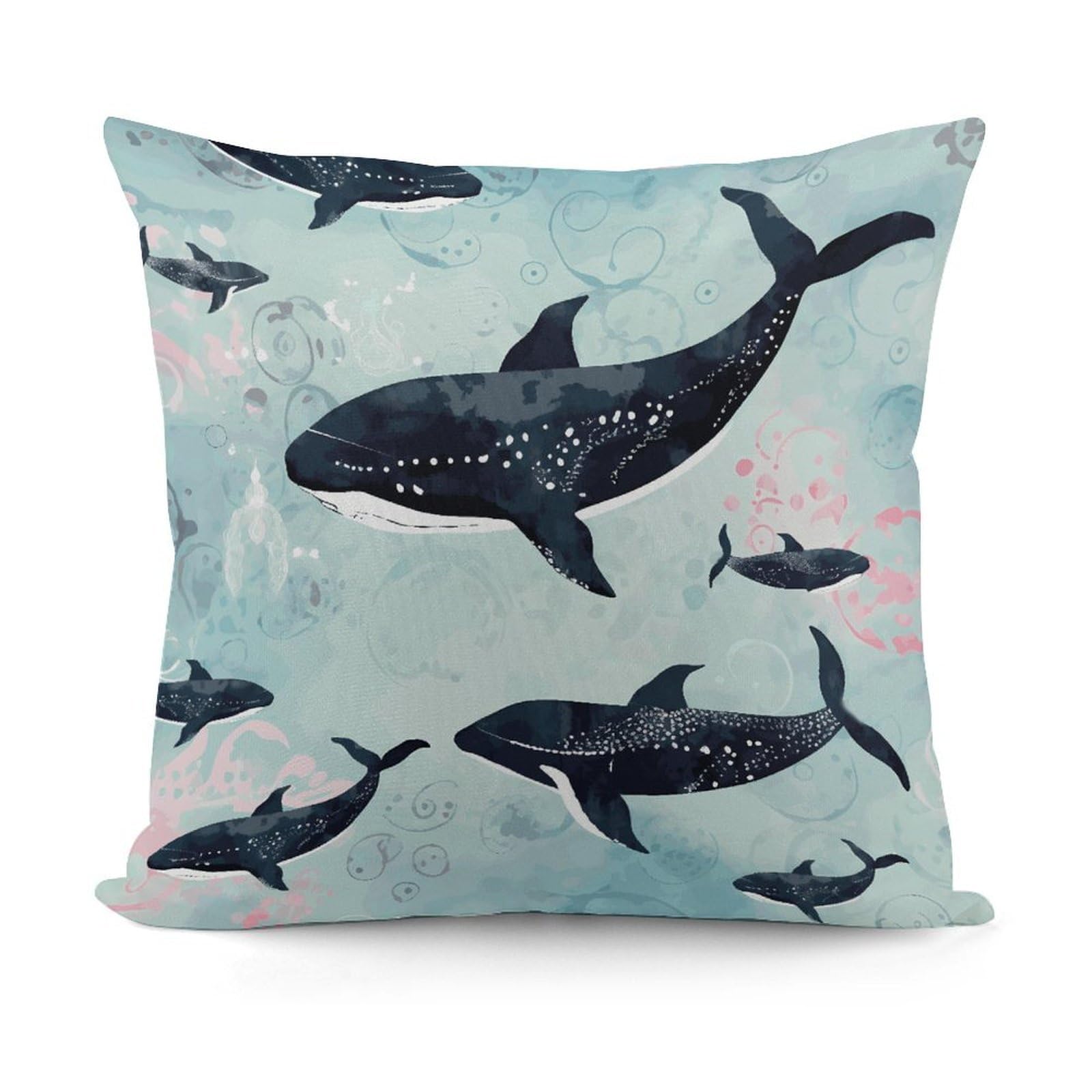 VstaDank Whale Throw Pillow Covers 18x18 Inch Soft Couch Home Decor Cushion Cover Comfortable Plush Square Cushion Case Farmhouse Decorative Pillowcase for Living Couch