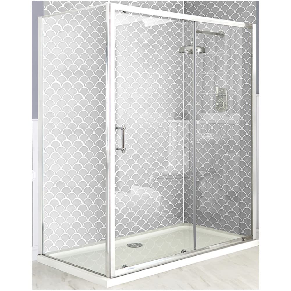 Milano White Langley Chrome Corner Sliding Door Shower Enclosure And Tray - 1700Mm X 700Mm
