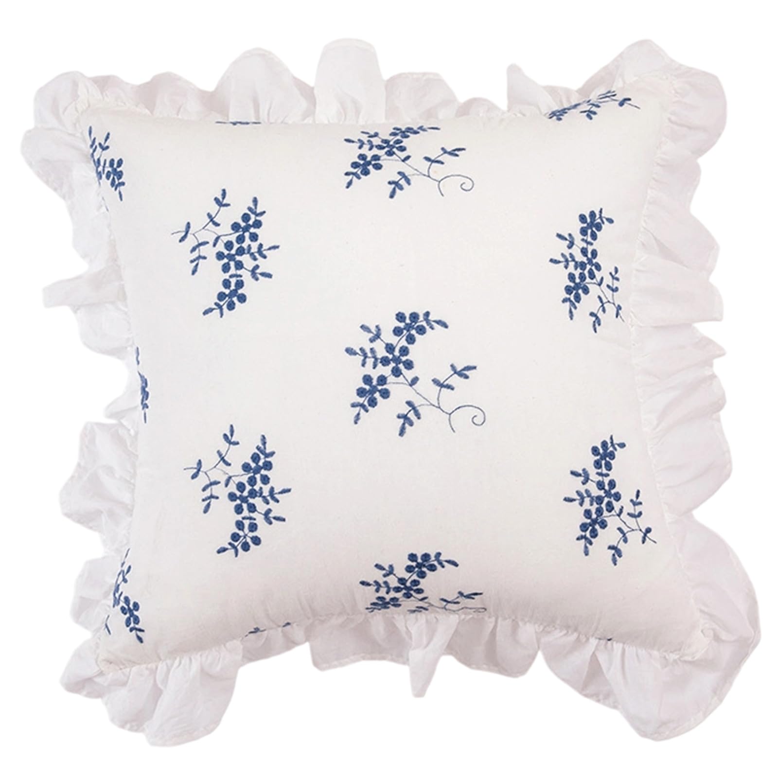 Piceioep Decorative Scalloped Pillowcase Sturdy Cotton Fiber Gentle Texture Living Room Bedroom Styling Machine Washable Ruffle Pillowcase