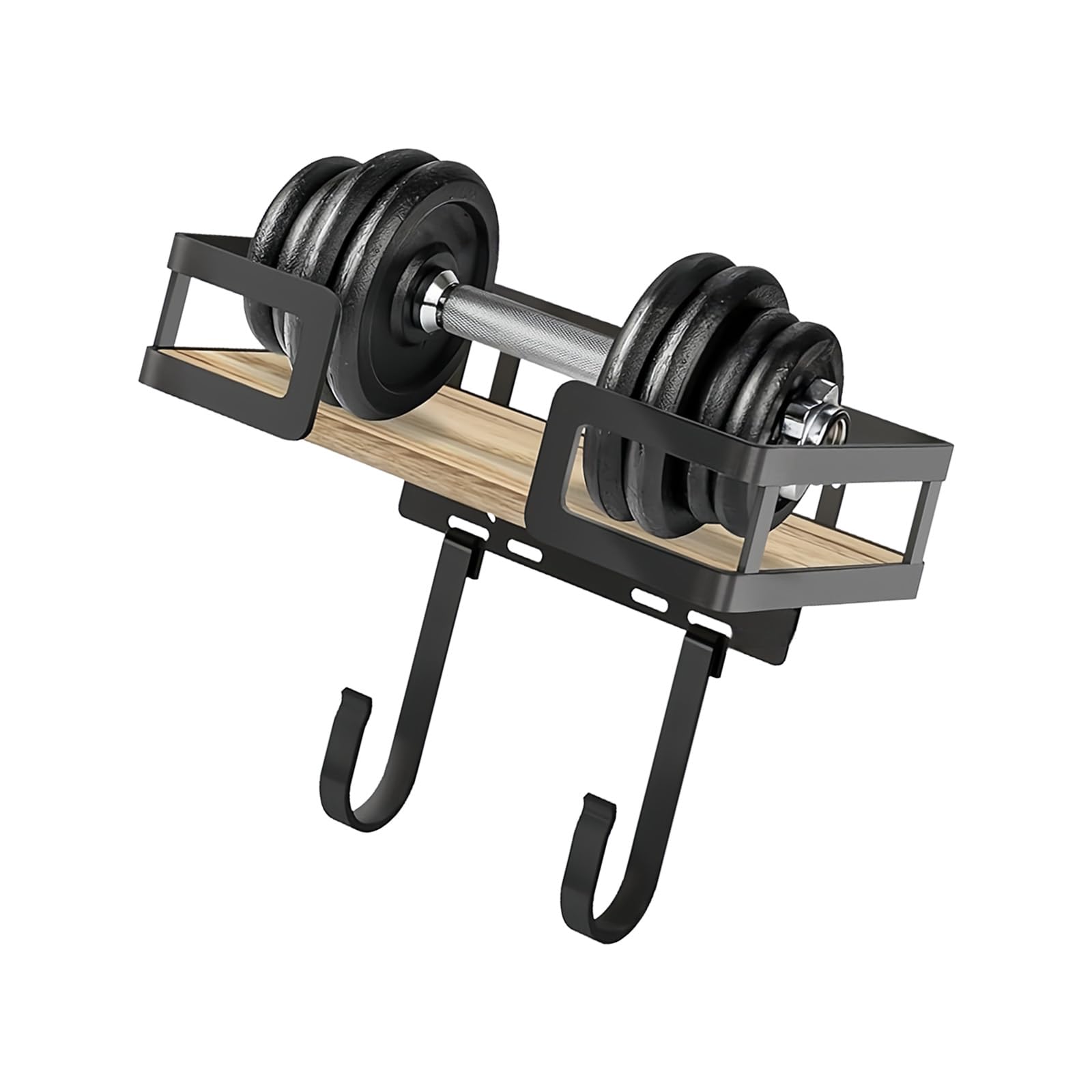 Hsioluted Space Efficient Wall Mounted Iron Holder and Ironing Board Rack Sturdy Wood Metal Design for Modern Households Clothes Press Holder