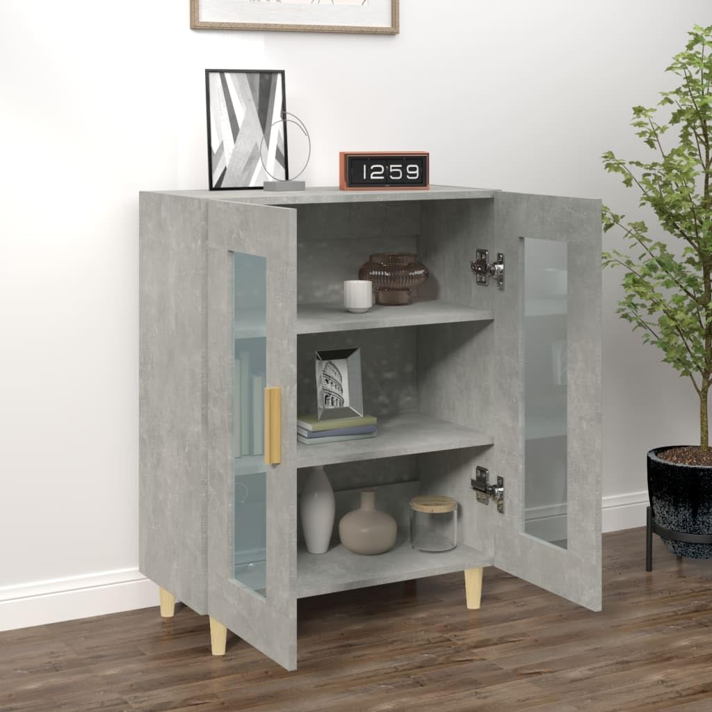 Buffet De Rangement Salon 90x34x80 Cm - Armoire Latérale 3 Portes, Bois D'ingénierie, Couleur Sonoma Gris