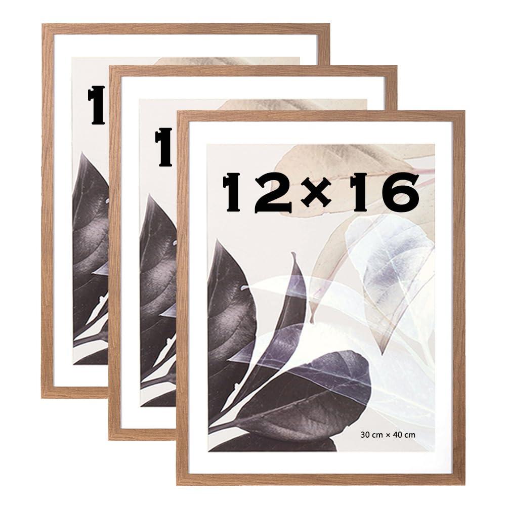 12x16 Picture Frame 3 Pack,Brown Wooden 30x40 cm Photo Frame,Wall-Mounted Bedroom and Living Room โ image 1