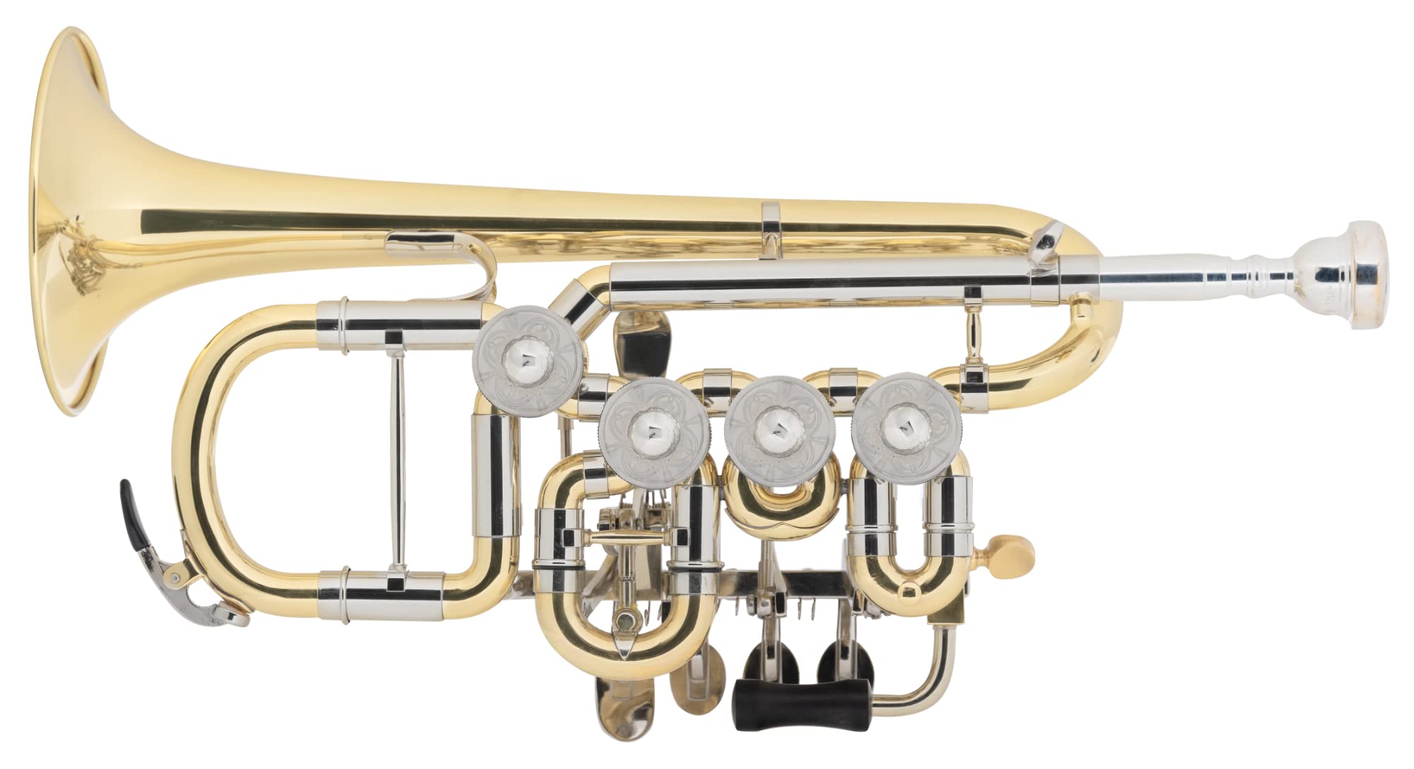 PT-21/4L Bb-/A-Piccolo Trompete - aus Messing Minibal-Gelenke - inkl. 3 x Bb-Stift & 1 x A-Stift, Leichtkoffer & Mundstück