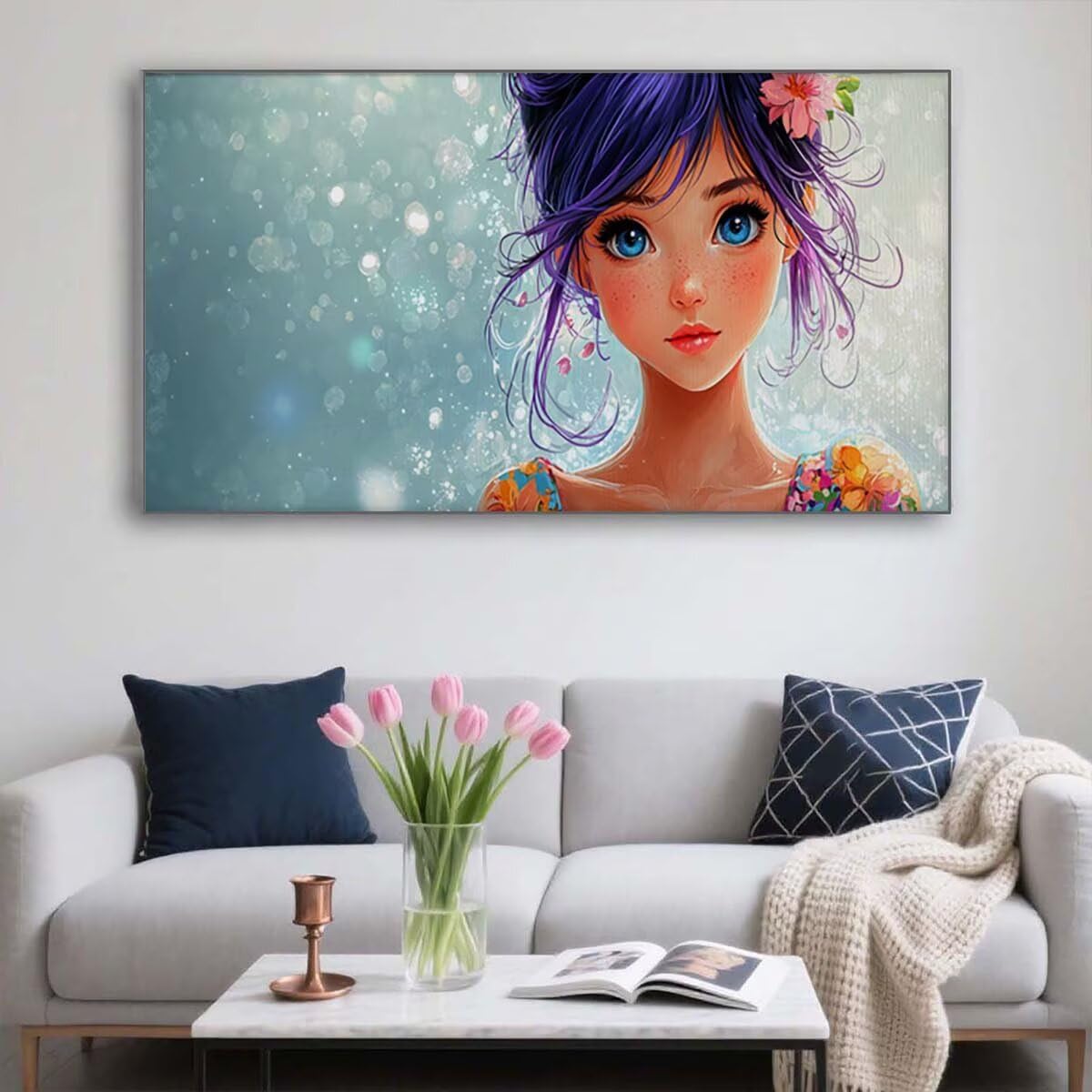 Malowanie według liczb, malowanie według liczb, dla dorosłych i dziewcząt, zestaw "zrób to sam" dla dorosłych Paint by Numbers, malowanie liczbami z 3 pędzlami i farbą akrylową, zestaw obrazów