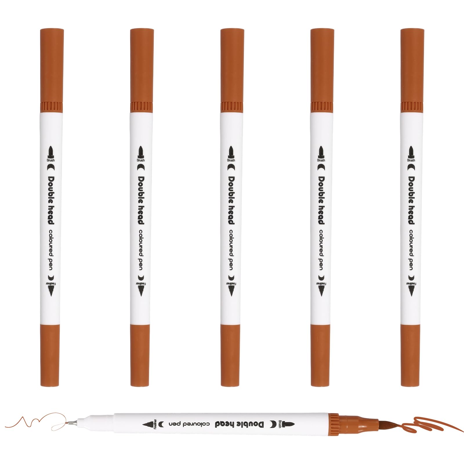 PATIKIL 6Pack Dual Brush Markers, Light Brown Watercolor Fine and Brush Tips Pens Colored Marker Calligraphy Coloring Art Supplies Set for Coloring Book Illustration Sketching Journaling