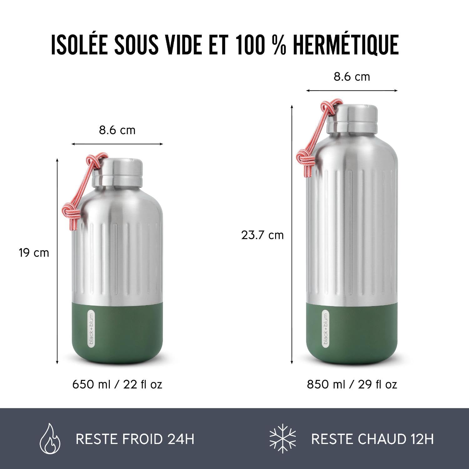BLACK + BLUM Explorer Gourde Isotherme | Étanche | 850 ml | Olive