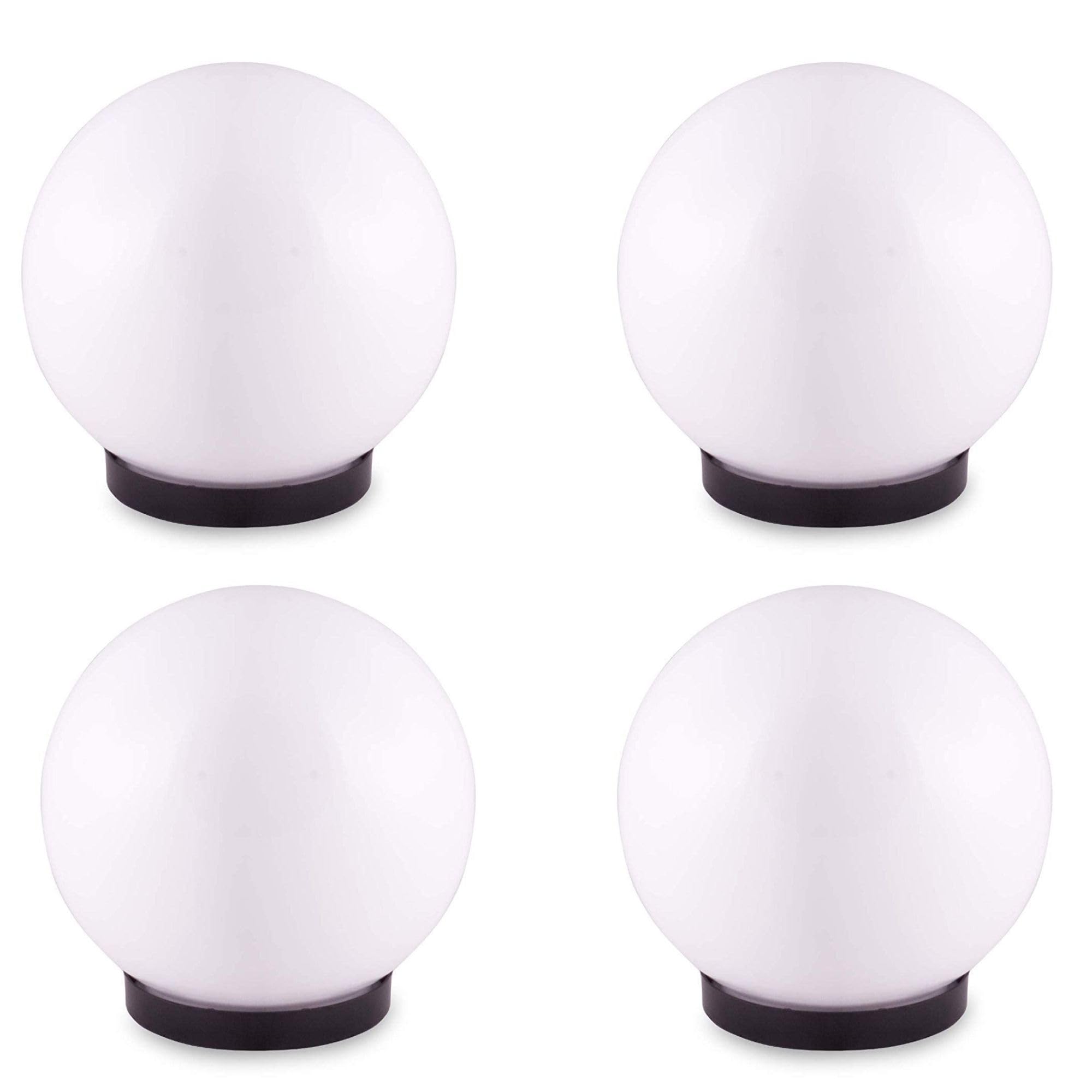 10 Inch Round Globe Gate Light for Main Gate Pillar, White Plastic Outdoor Garden Lamp, Large Waterproof Pillar Post Light, (Bulb Not Included) Pack of 4