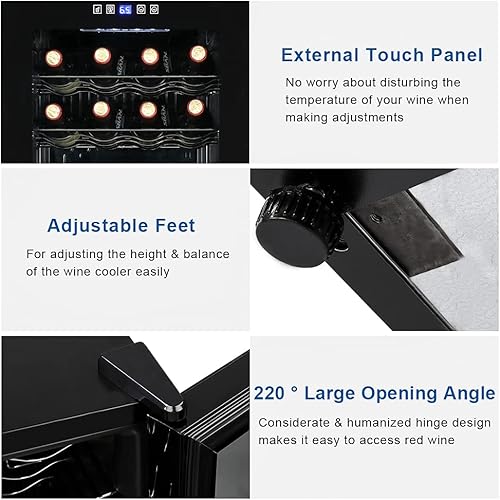 Miniatura 8 de Winado Refrigerador de vino con compresor de 28 botellas con temperatura ajustable, mini refrigerador de vino compacto independiente con control