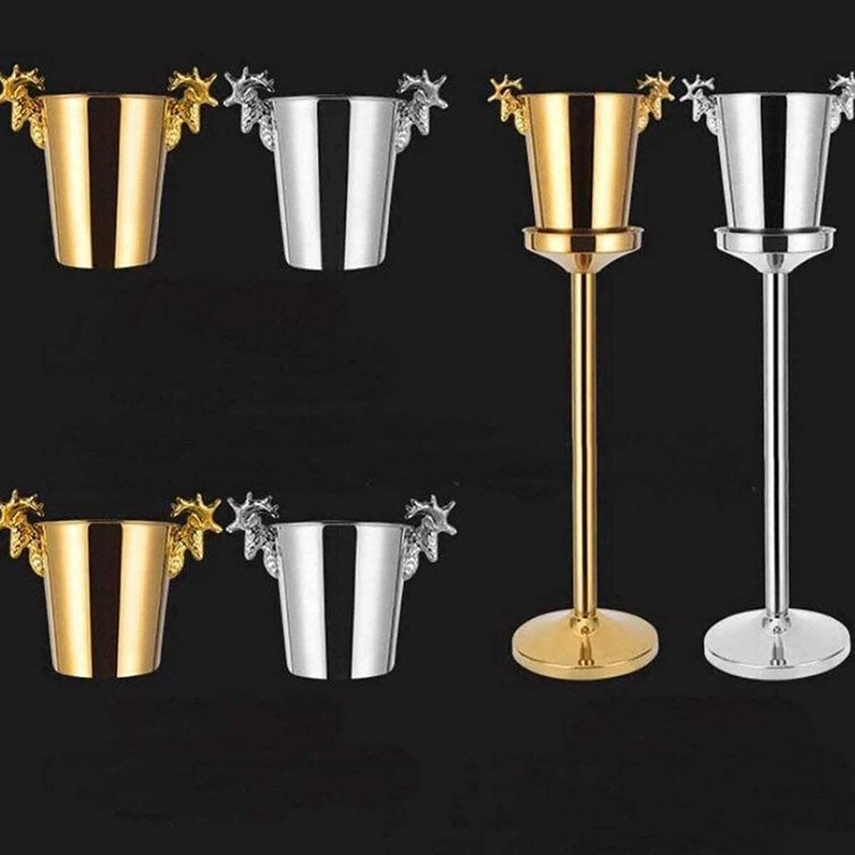 HSF Cubos de Hielo de Acero Inoxidable Conjuntos de Hielo de Acero Inoxidable con Recipiente Creativo de Cubitos de Hielo for Vino Botellas de Champagne 3L / 5L Cubiteras (Color : Tall, Size : 5L)