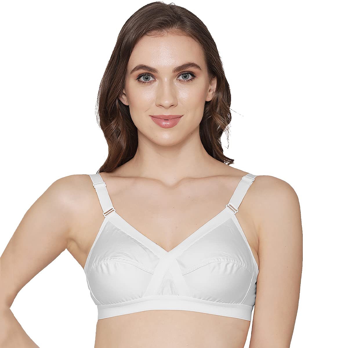 Kalyani 5010 Women's Cotton Non-Padded Cross Front Wire Free Full Coverage Minimizer Bra