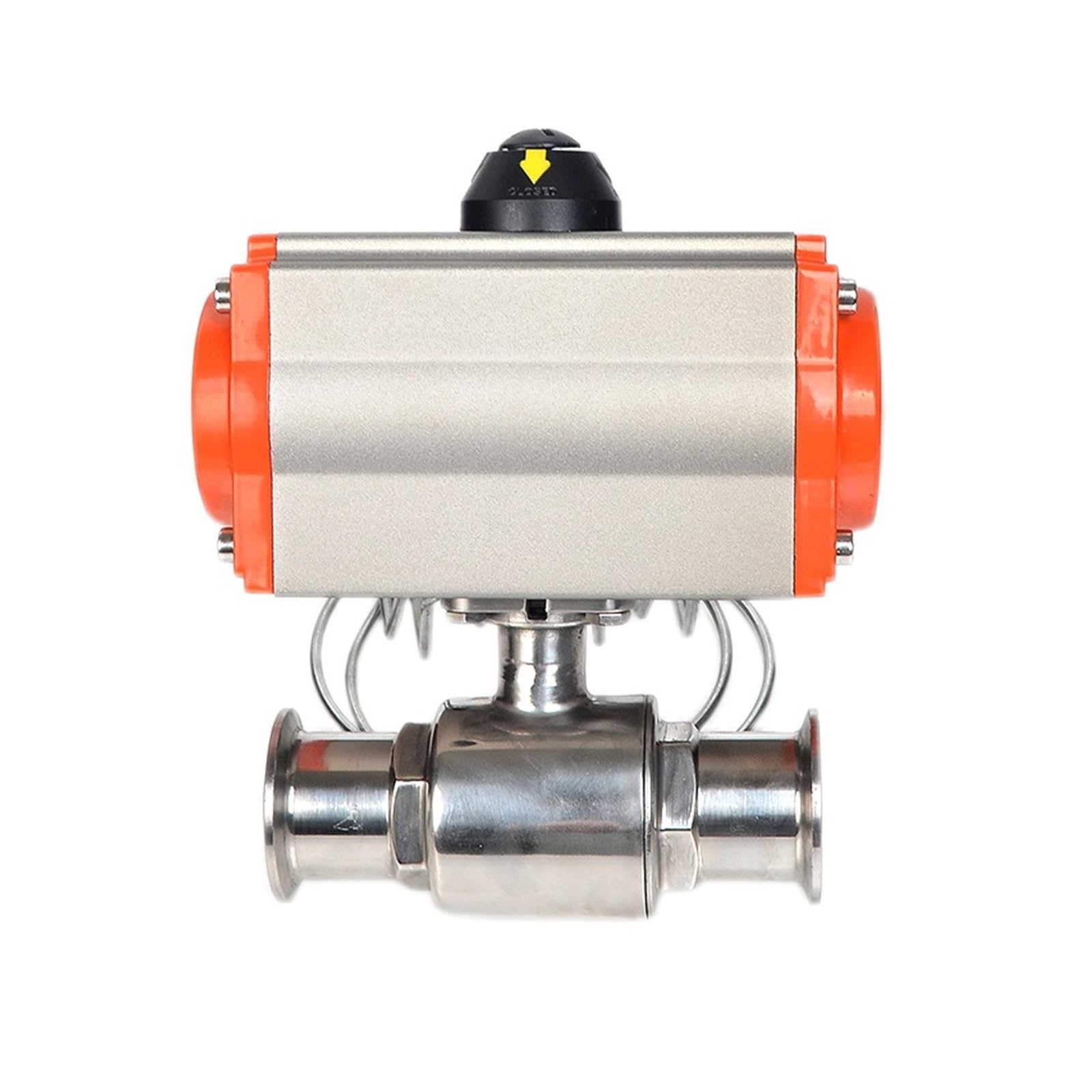 Vhkktuyd 25Mm Sanitary Ball Valve Tri Clamp Ferrule Type 304 Stainless Steel With Double Acting Cylinder