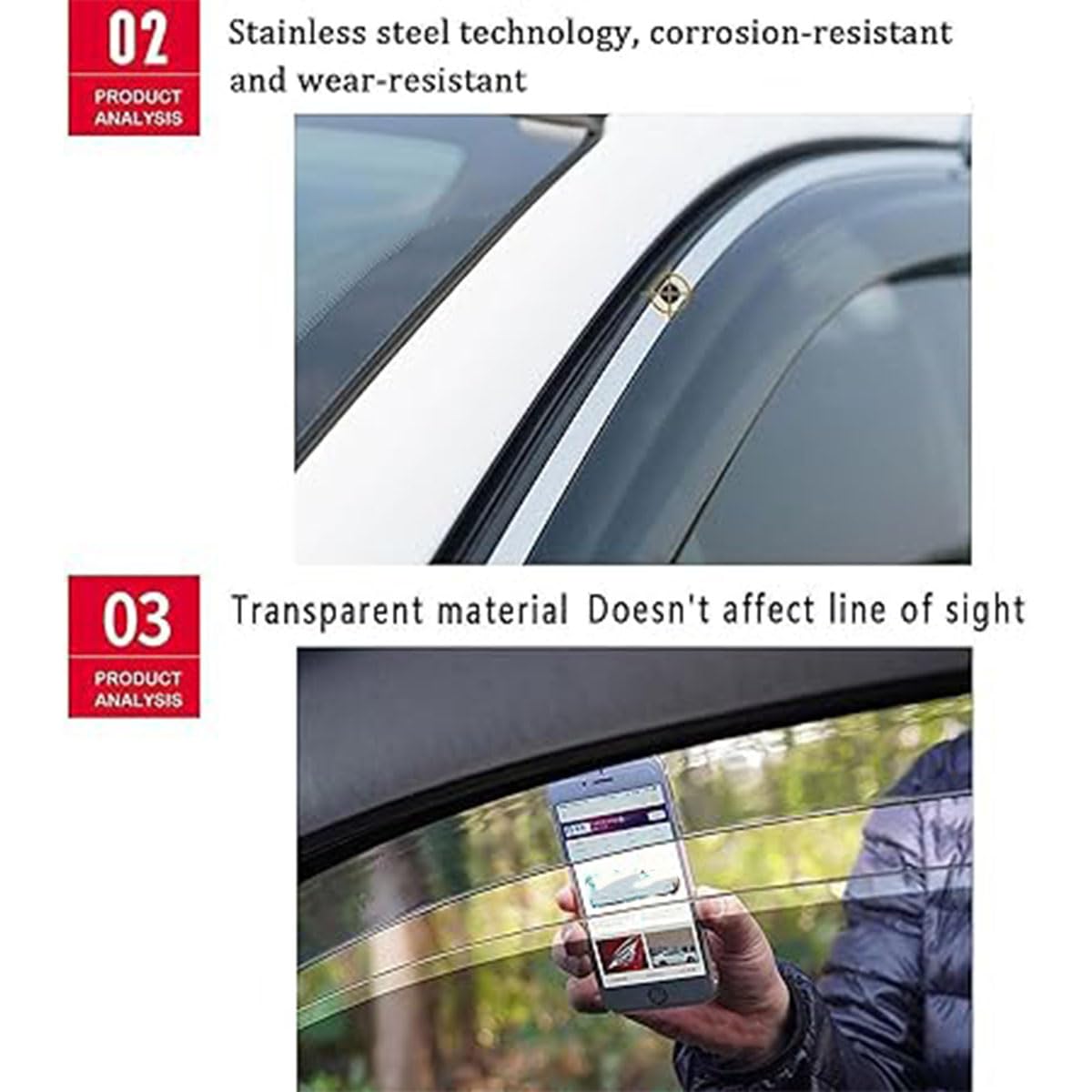 4X Windabweiser für Foton Tunland 7/9 Pickup MK1 2024+, Regen Sonnenschutz Auto Fenster-Visiere Autofenster Sonnenschutz Regenabweiser Deflektoren