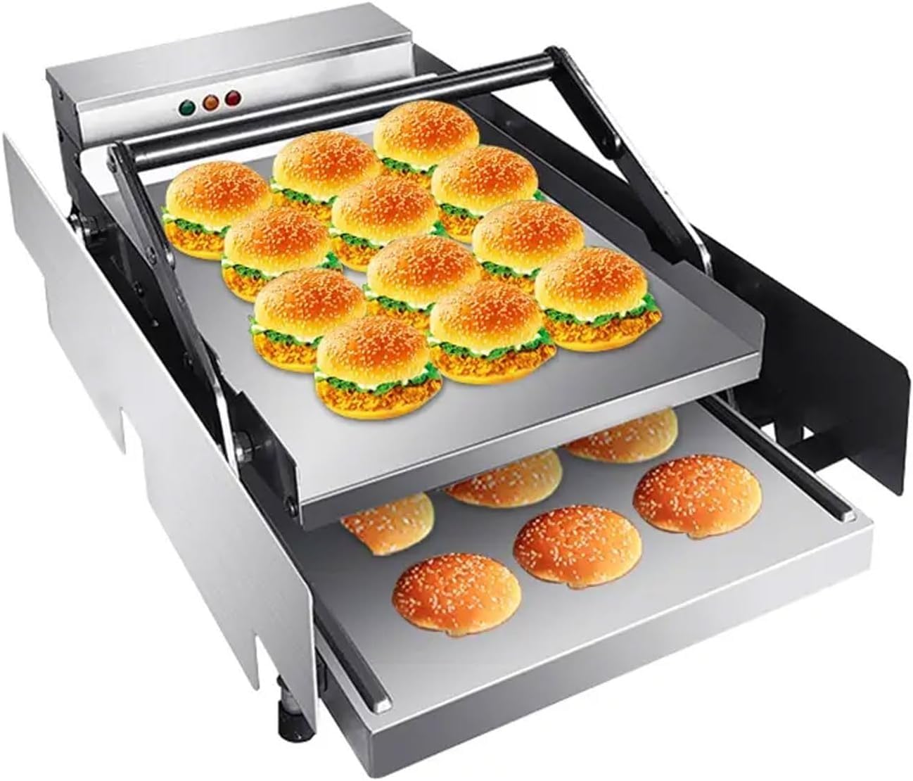 Fhrka Commercial Hamburger Toaster,12 Slices Electric Heating Hamburger Oven, Double-Layer Burger Bun Grilled Bread Machine